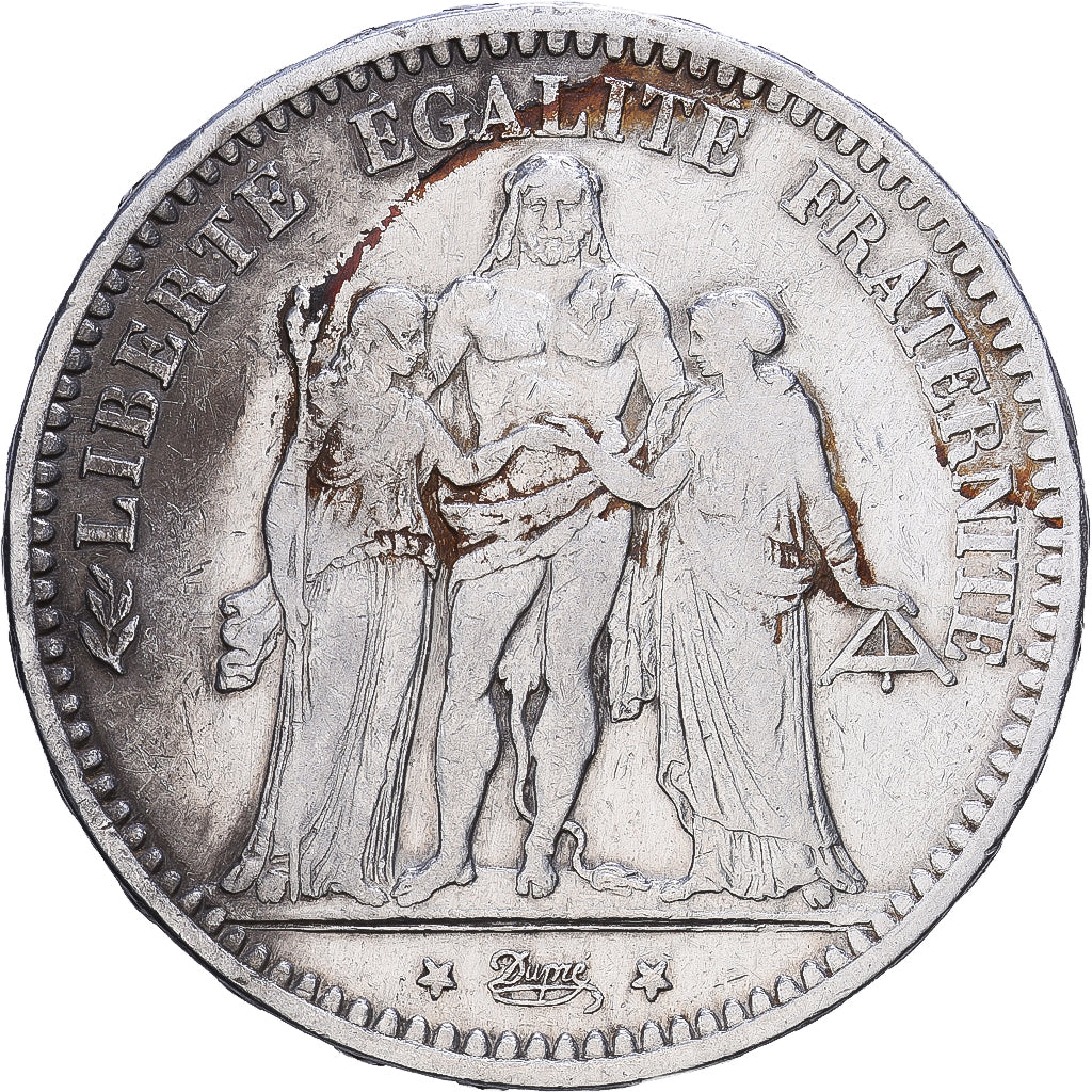 France, 5 Francs, Hercule, 1873, Bordeaux, Silver, VF(30-35), Gadoury:745a