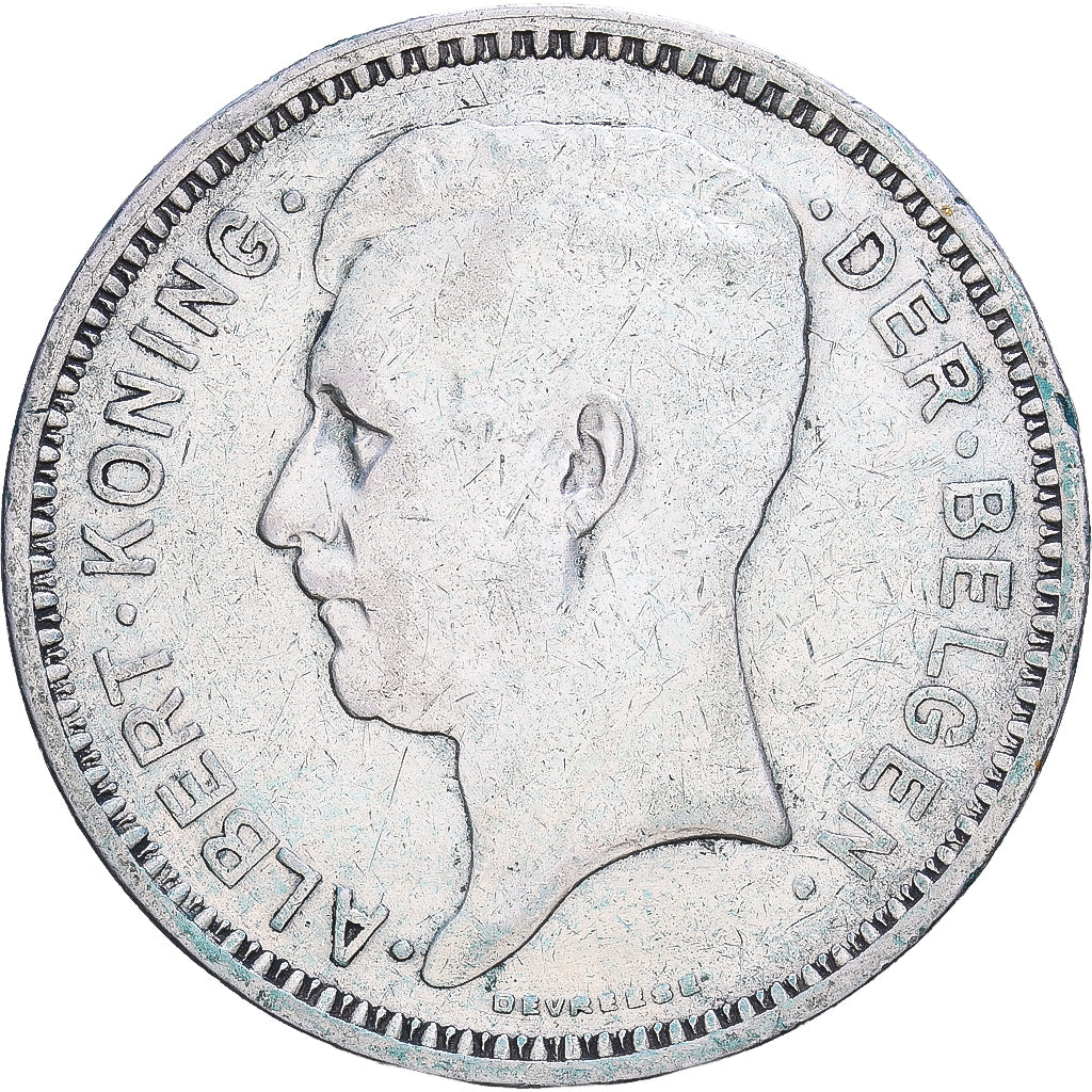 Bélgica, Albert I, 20 Francs, 20 Frank, 1934, Brussels, Prata, EF(40-45)
