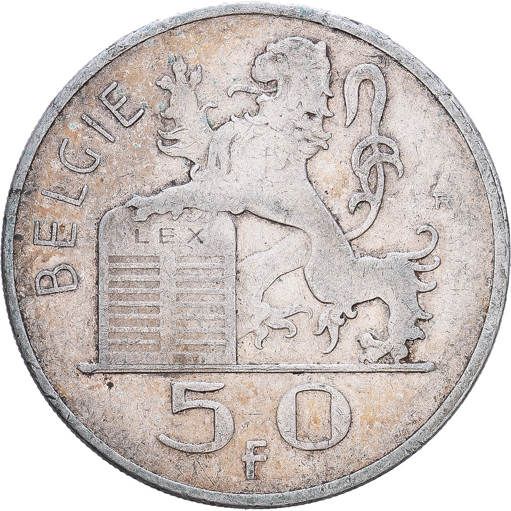 Belgia, Régence Prince Charles, 50 Francs, 50 Frank, 1948, Brussels, Srebro