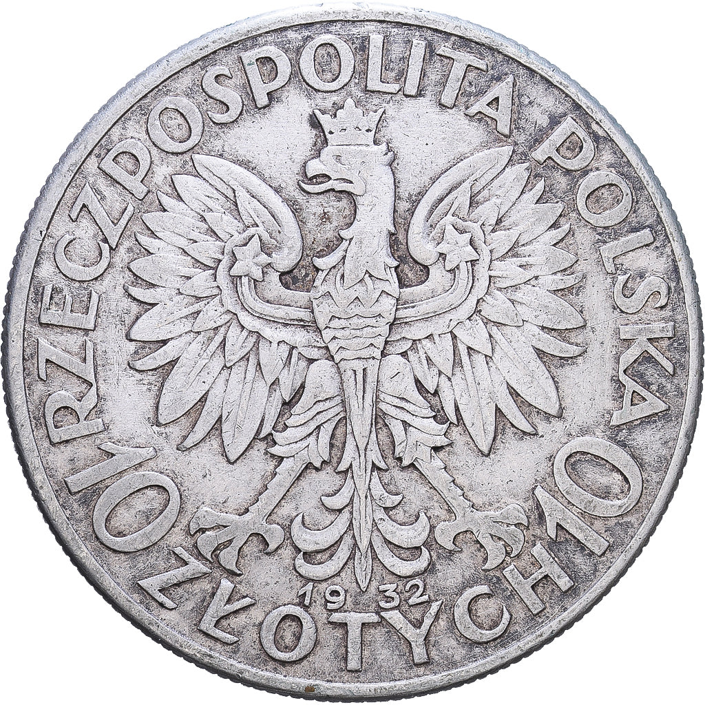 Poland, 10 Zlotych, 1932, Warsaw, Silver, EF(40-45), KM:22