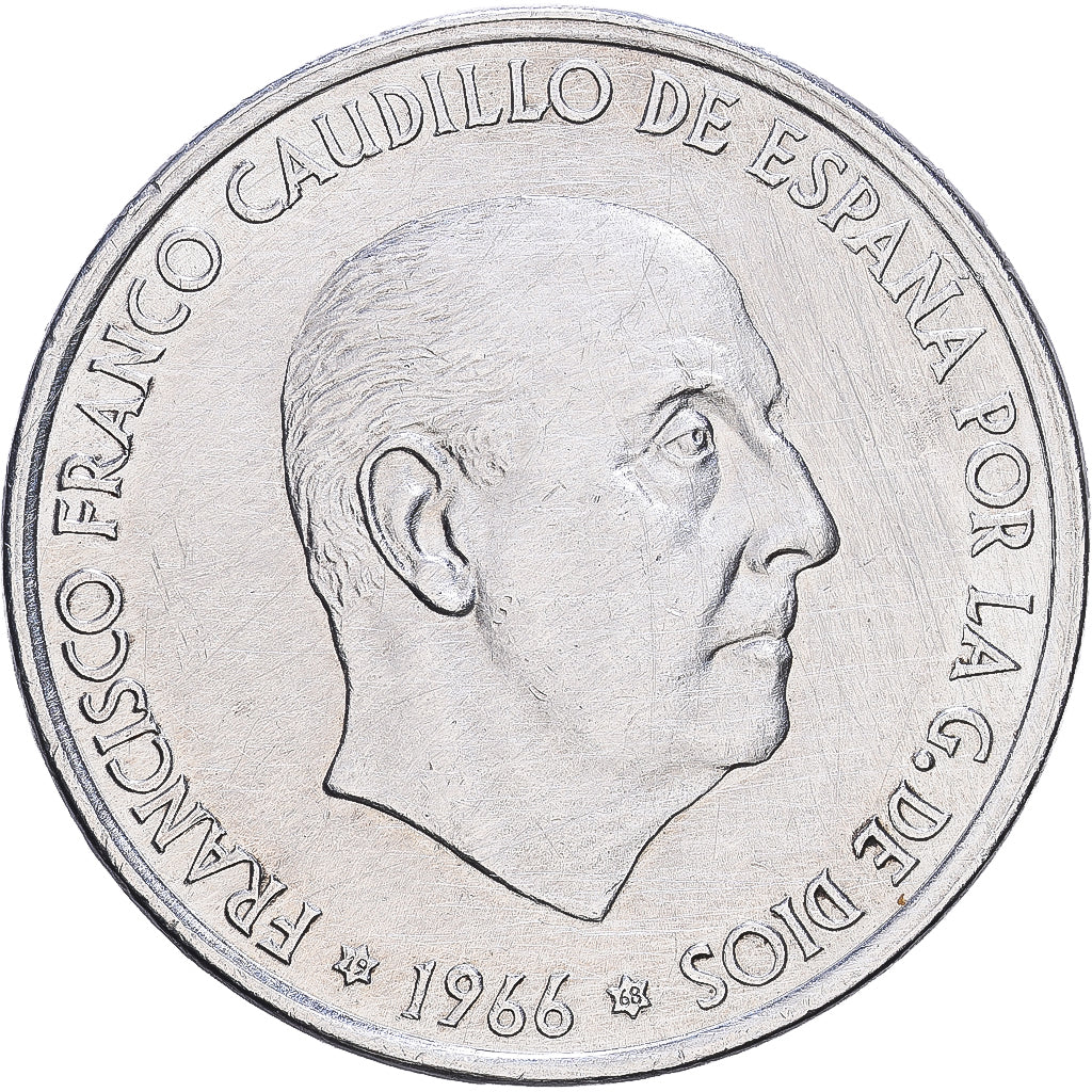 Spain, Caudillo and regent, 100 Pesetas, 1966 (68), Madrid, Silver, AU(55-58)