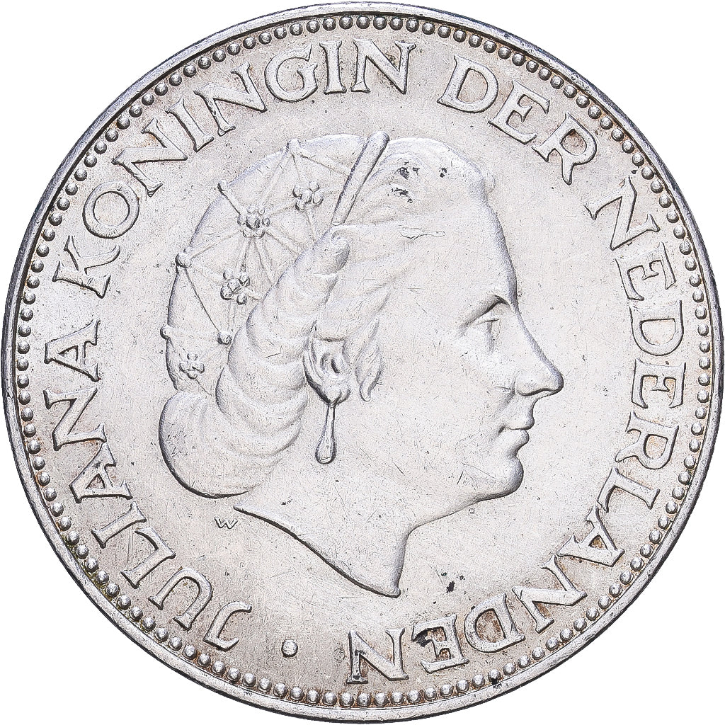 Países Bajos, Juliana, 2-1/2 Gulden, 1960, Plata, EBC, KM:185