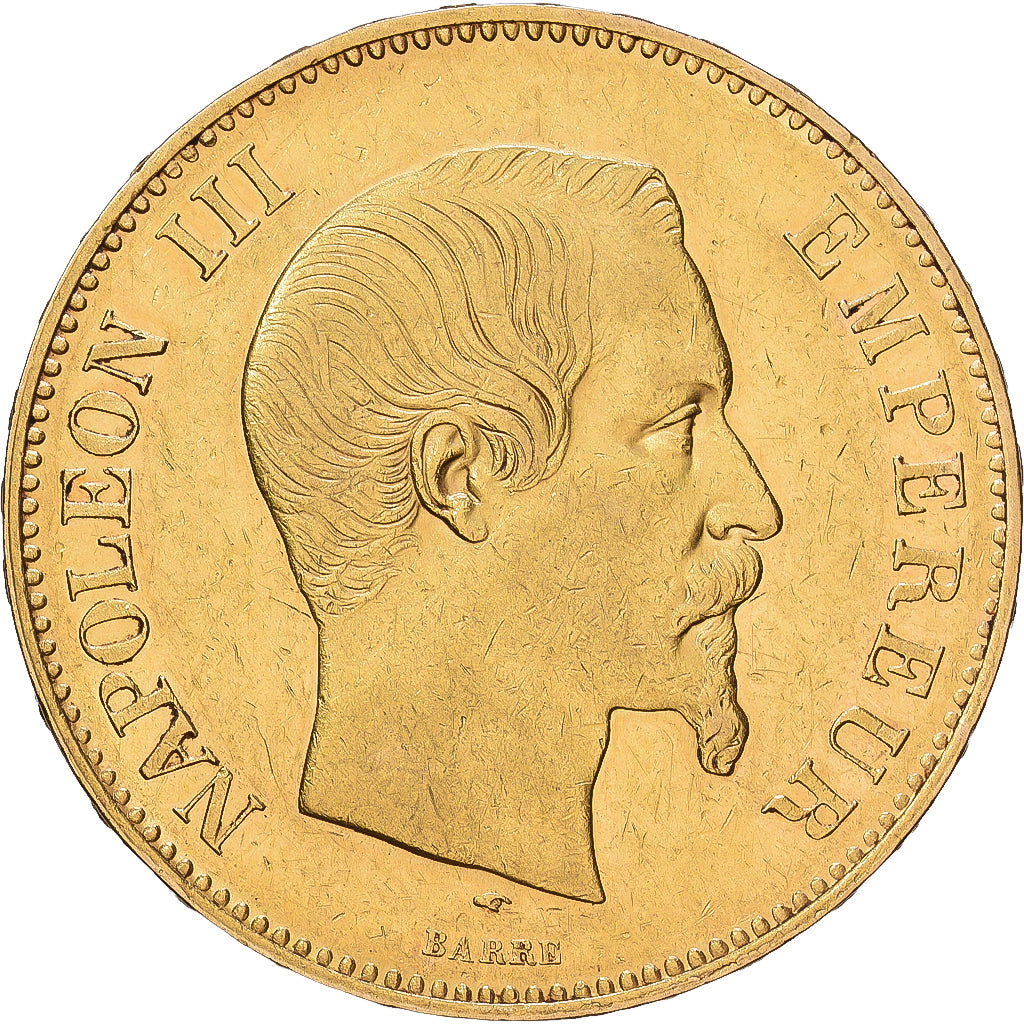 Francia, Napoleon III, 100 Francs, 1857, Paris, Oro, BB+, Gadoury:1135, KM:786.1