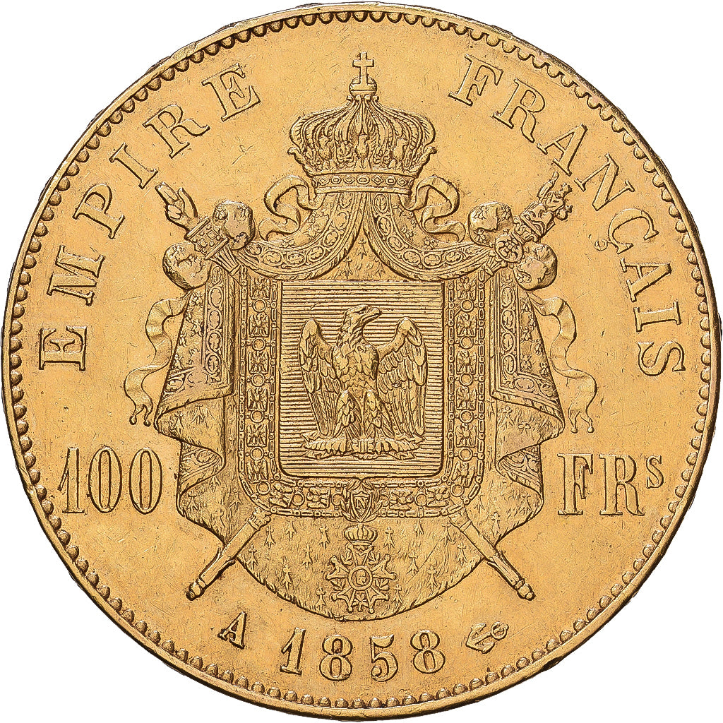 France, Napoleon III, 100 Francs, 1858, Paris, Gold, AU(50-53), Gadoury:1135