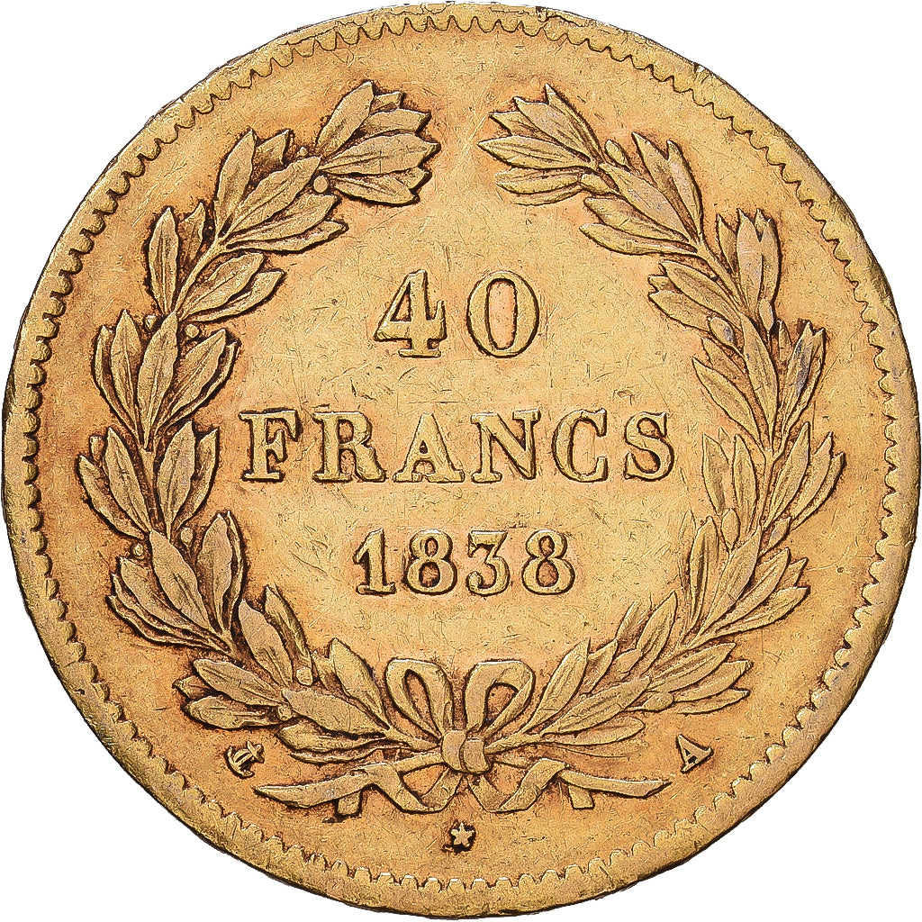 Frankreich, Louis-Philippe, 40 Francs, 1838, Paris, Gold, SS+, Gadoury:1106