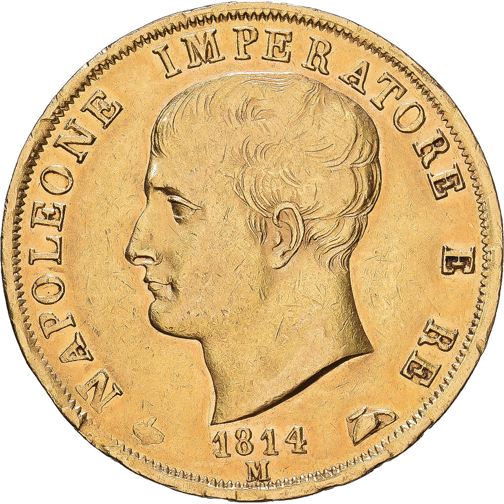STATI ITALIANI, KINGDOM OF NAPOLEON, Napoleon I, 40 Lire, 1814, Milan, Oro, BB+