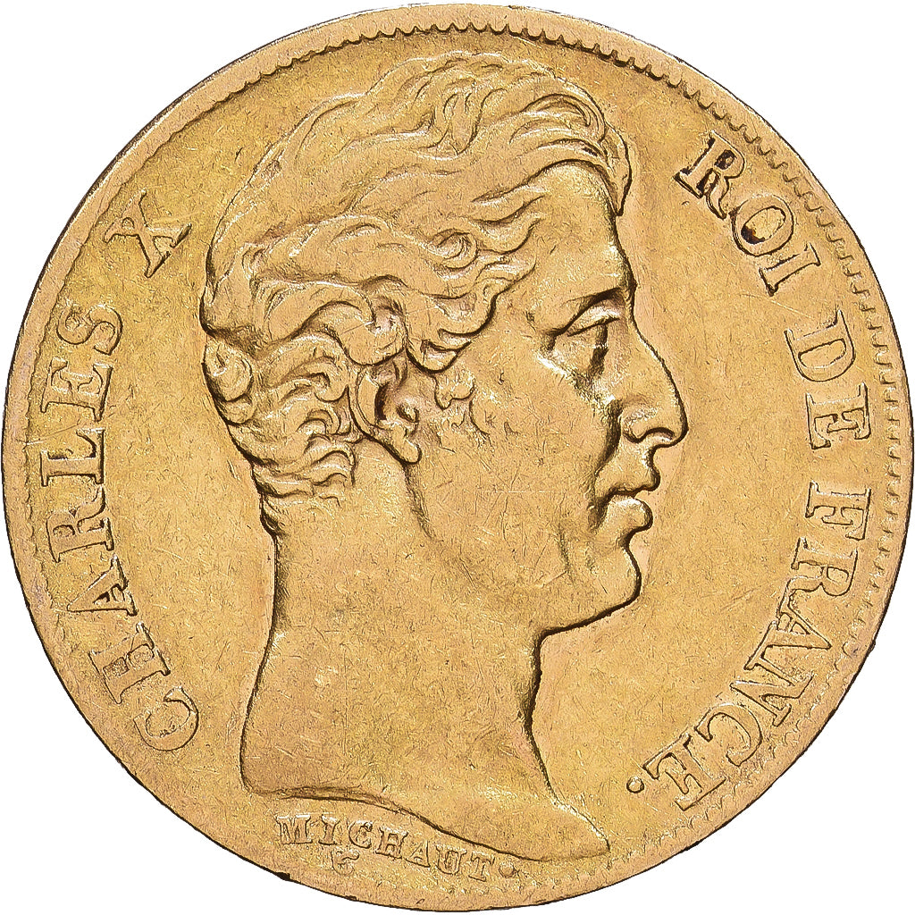 France, Charles X, 20 Francs, 1827, Paris, Gold, EF(40-45), Gadoury:1029