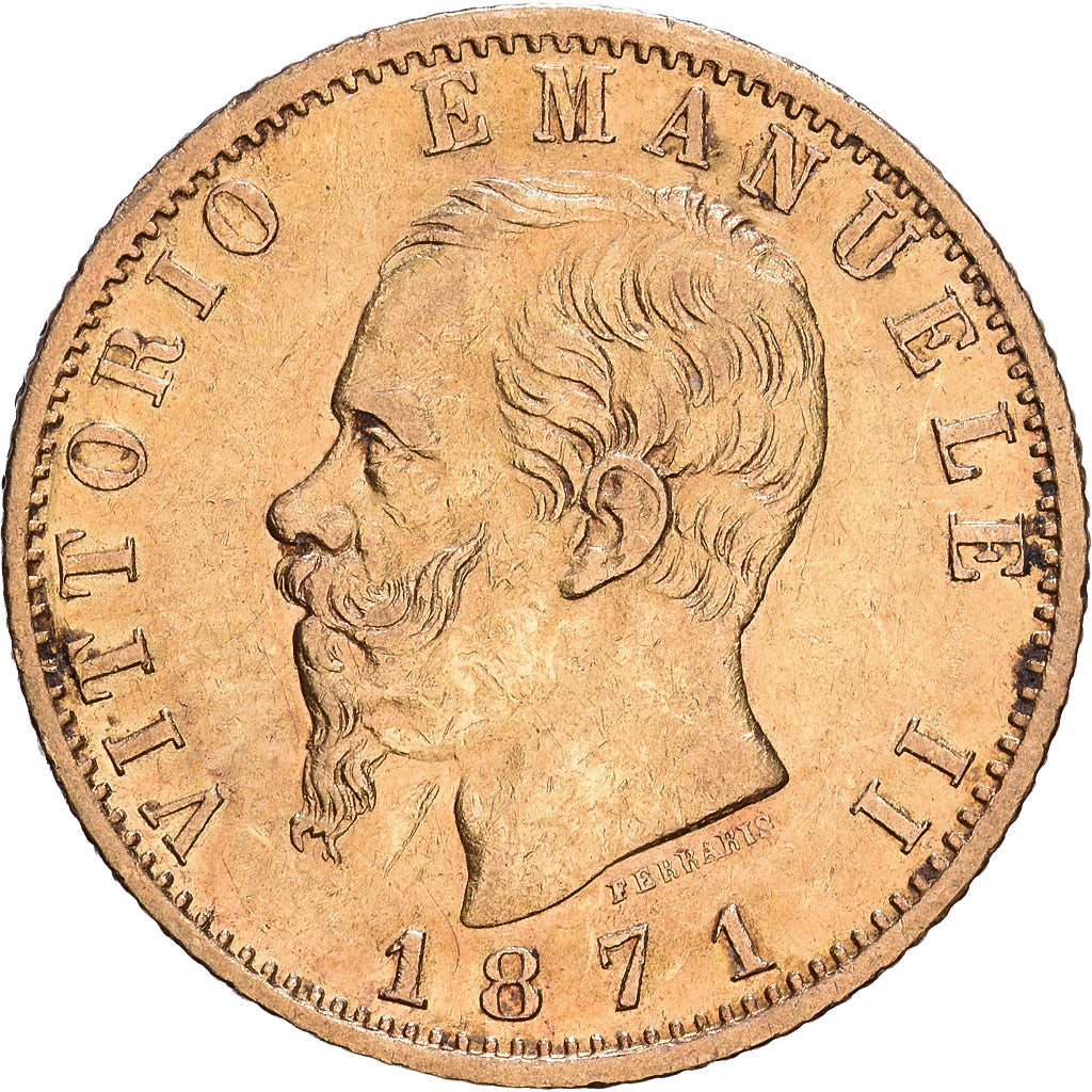 Italie, Victor-Emmanuel II, 20 Lire, 1871, Rome, Or, TTB+, KM:10.2