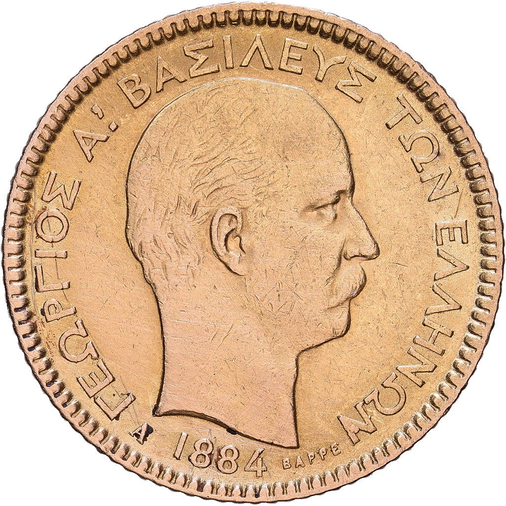 Griechenland, George I, 20 Drachmai, 1884, Paris, Gold, SS+, KM:56