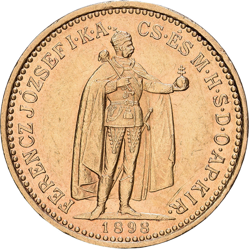 Hungary, Franz Joseph I, 10 Korona, 1898, Kormoczbanya, Gold, MS(60-62), KM:485