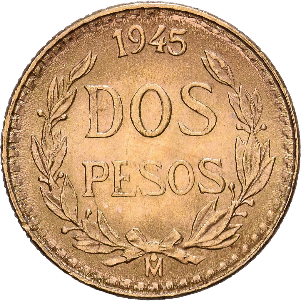Messico, 2 Pesos, 1945, Mexico City, Oro, SPL-, KM:461