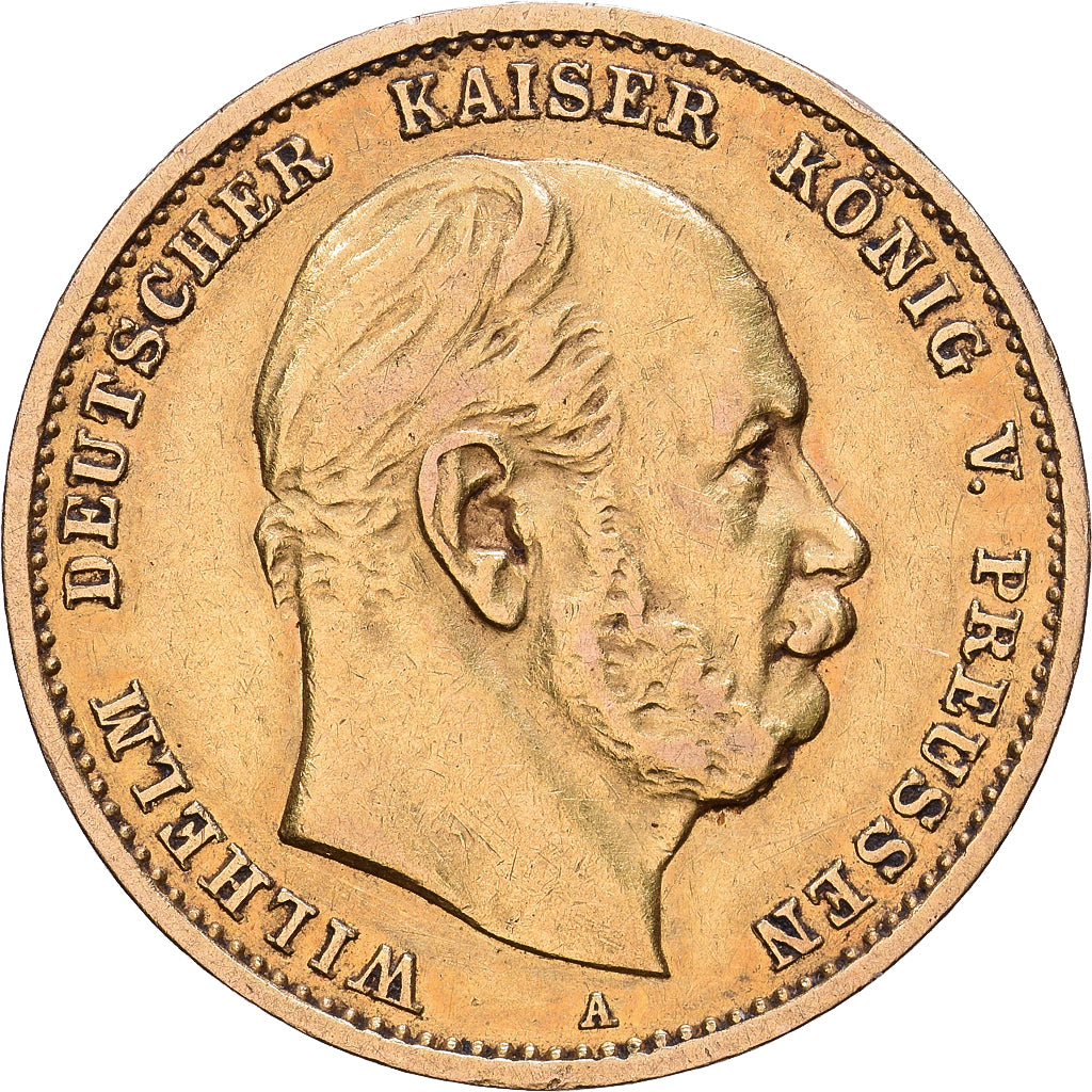 États allemands, PRUSSIA, Wilhelm I, 10 Mark, 1877, Berlin, Or, TTB, KM:504