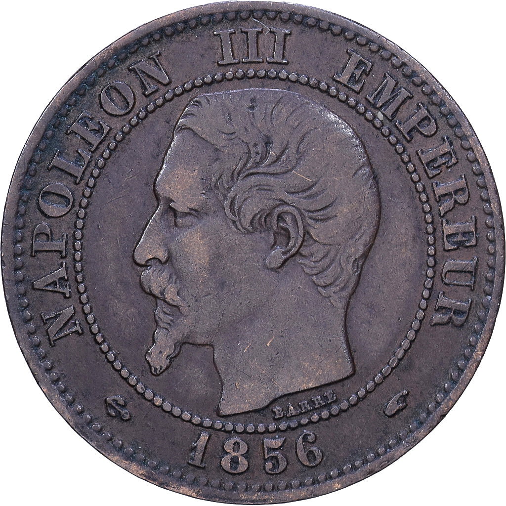 Frankreich, Napoleon III, 2 Centimes, 1856, Paris, Bronze, S+, Gadoury:103