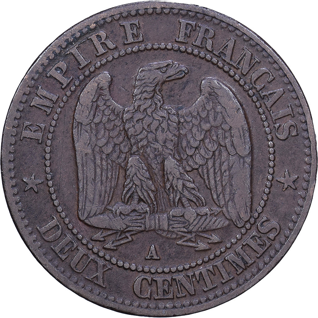 Frankreich, Napoleon III, 2 Centimes, 1856, Paris, Bronze, S+, Gadoury:103