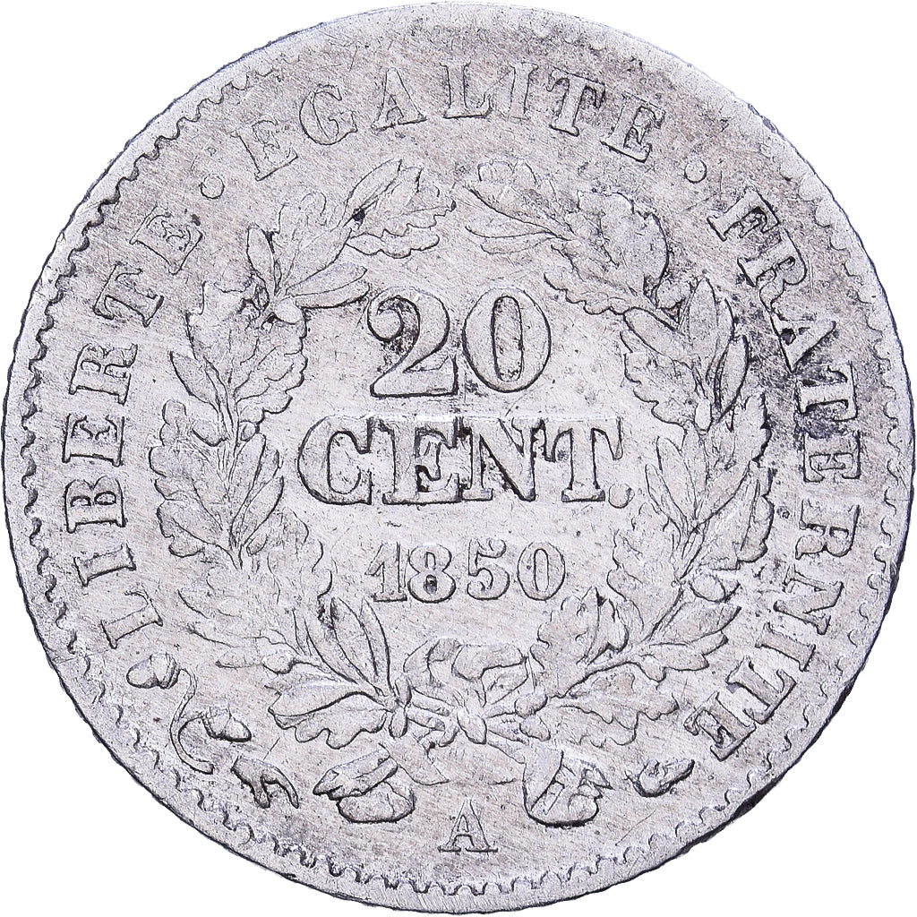 France, 20 Centimes, Cérès, 1850, Paris, Silver, VF(30-35), Gadoury:303
