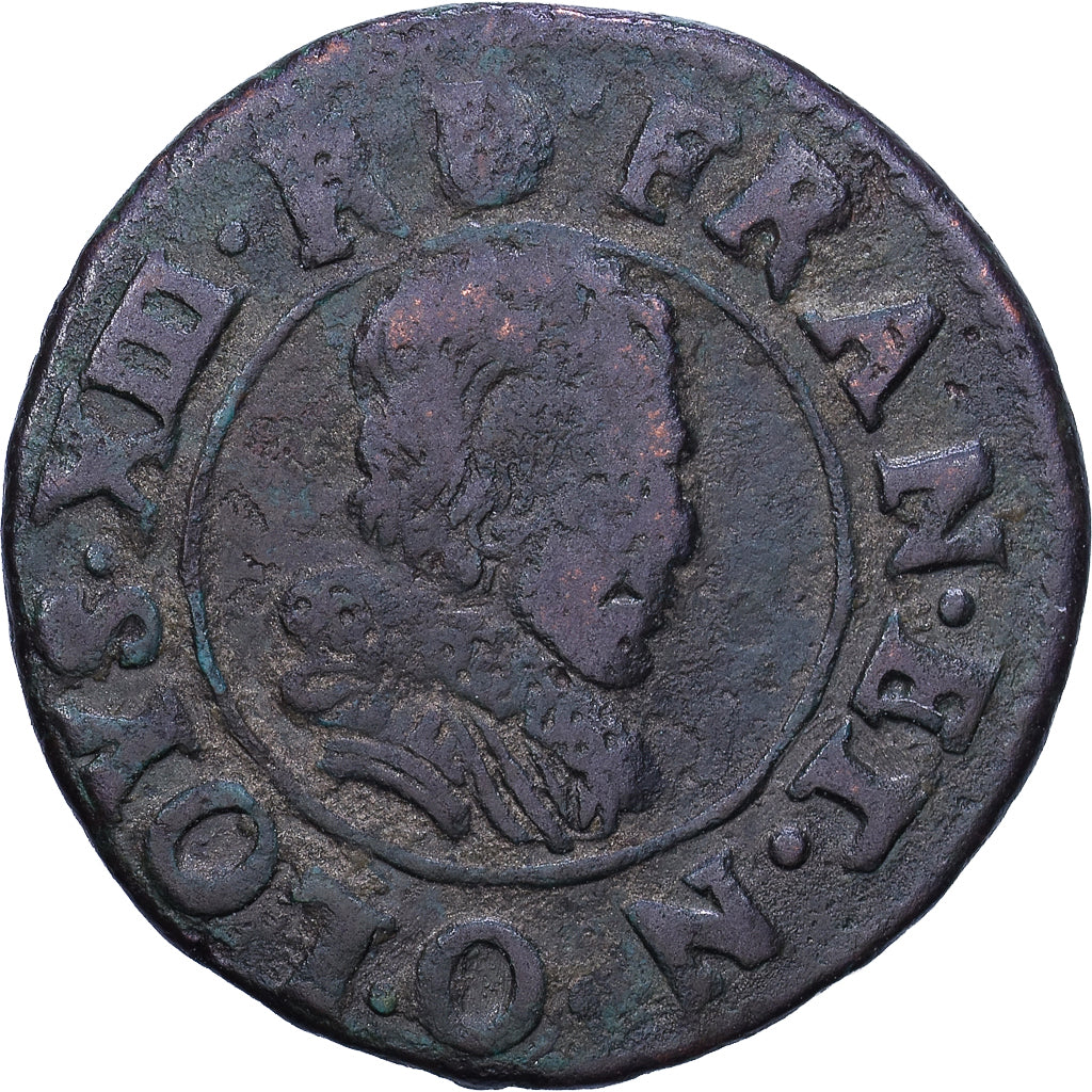 France, Louis XIII, Double tournois, buste juvénile, 1625