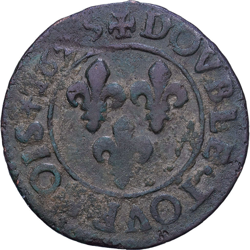 France, Louis XIII, Double tournois, buste juvénile, 1625