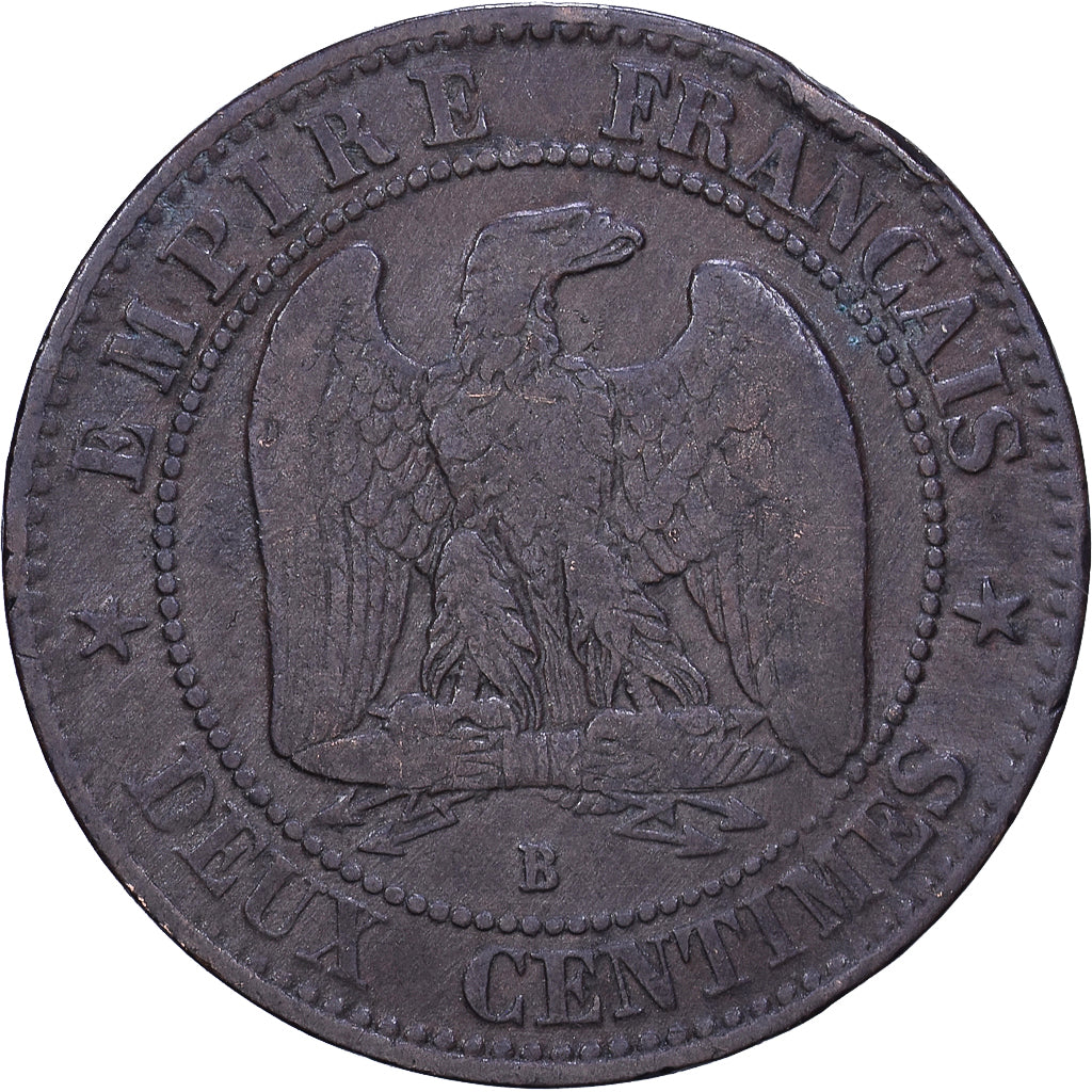 France, Napoléon III, 2 Centimes, 1856, Rouen, Bronze, TB+, Gadoury:103