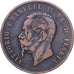 Italy, Vittorio Emanuele II, 10 Centesimi, 1866, Milan, Copper, VF(30-35)