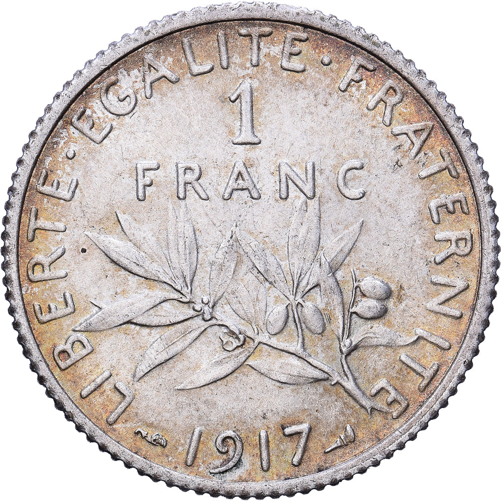 Francia, Franc, Semeuse, 1917, Paris, Plata, MBC+, Gadoury:467, KM:844.1