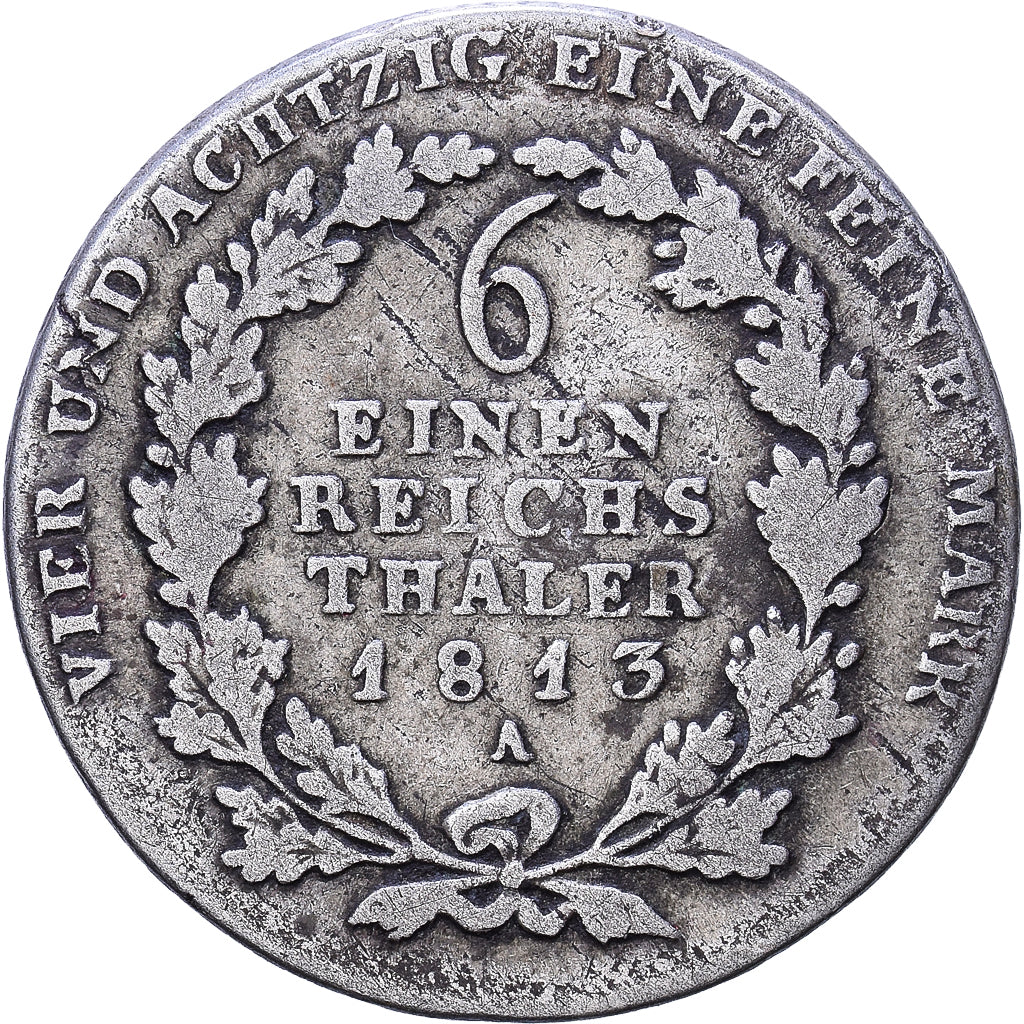 Landy niemieckie, PRUSSIA, Friedrich Wilhelm III, 1/6 Thaler, 1813, Berlin