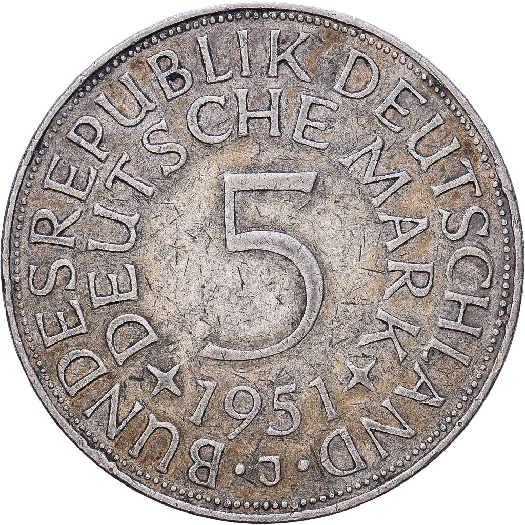 Bundesrepublik Deutschland, 5 Mark, 1951, Hamburg, Silber, SS, KM:112.1