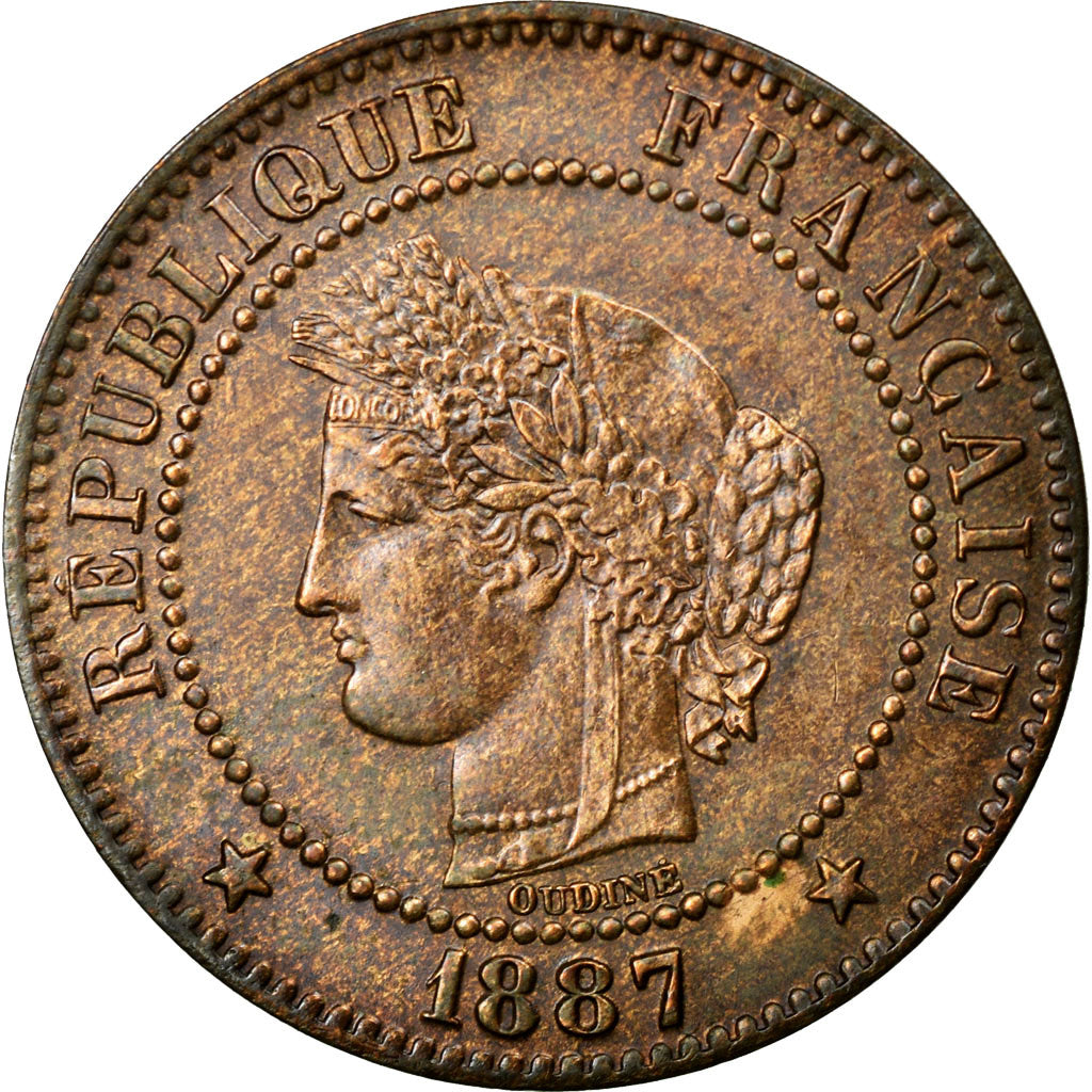 Moneta, Francia, Cérès, 2 Centimes, 1887, Paris, BB+, Bronzo, KM:827.1
