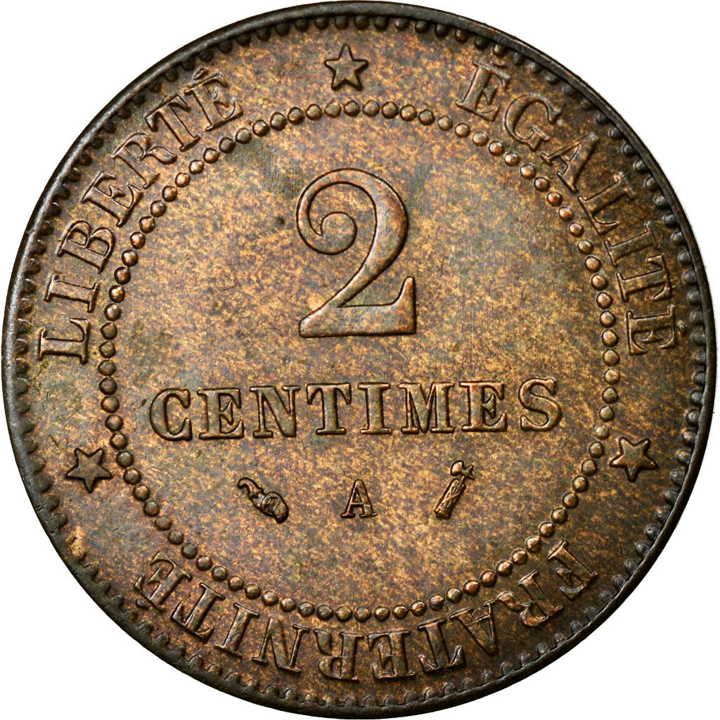 Moneta, Francia, Cérès, 2 Centimes, 1887, Paris, BB+, Bronzo, KM:827.1
