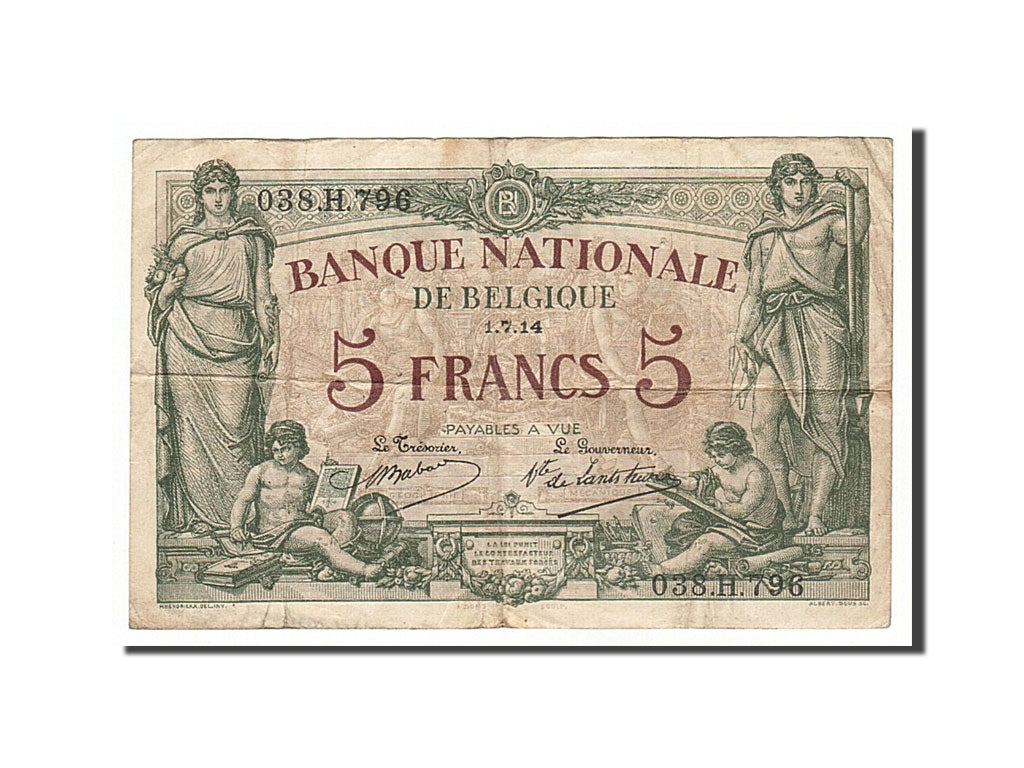 Geldschein, Belgien, 5 Francs, 1914, 1914-07-01, SS
