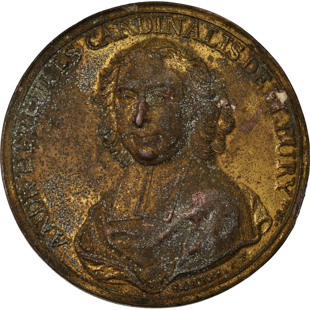 França, Medal, Luís XV, Le Cardinal Fleury, História, 1741, Garbett