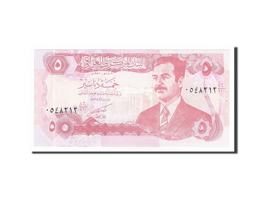 Billet, Iraq, 5 Dinars, 1992, NEUF