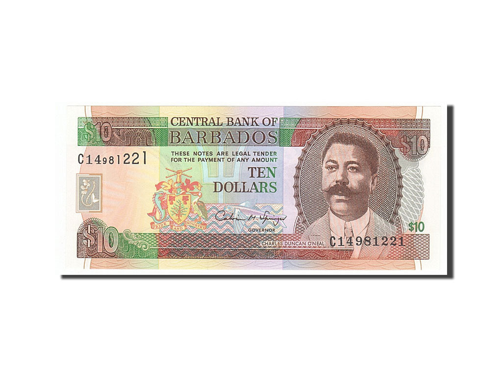 Biljet, Barbados, 10 Dollars, 1995, NIEUW