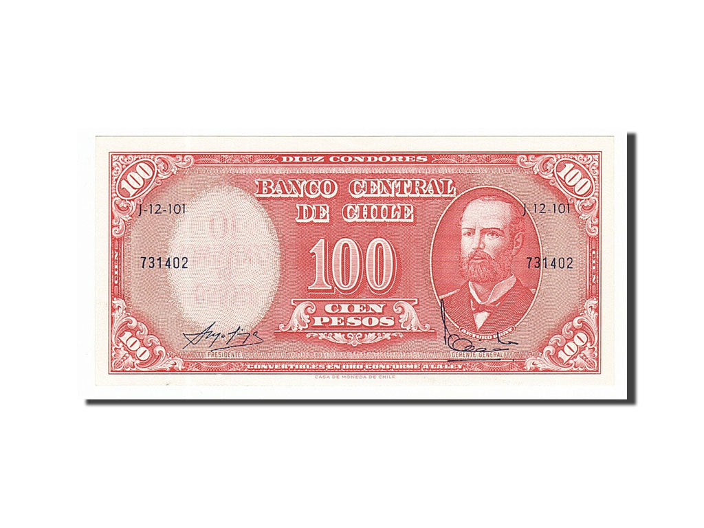 Banknote, Chile, 10 Centesimos on 100 Pesos, 1960, UNC(65-70)