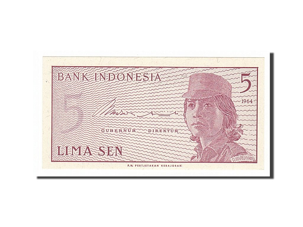 Billet, Indonésie, 5 Sen, 1964, NEUF