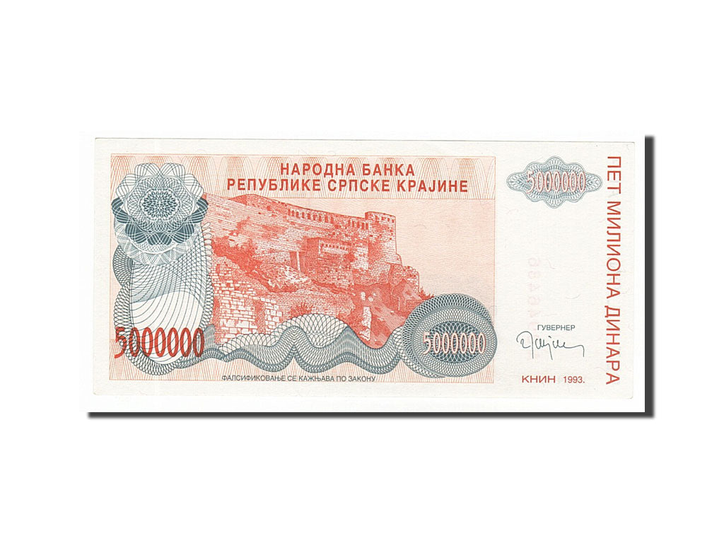 Banconote, Croazia, 5 Million Dinara, 1993, SPL