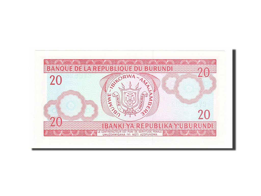 Banknote, Burundi, 20 Francs, 1997, 1997-02-05, UNC(65-70)