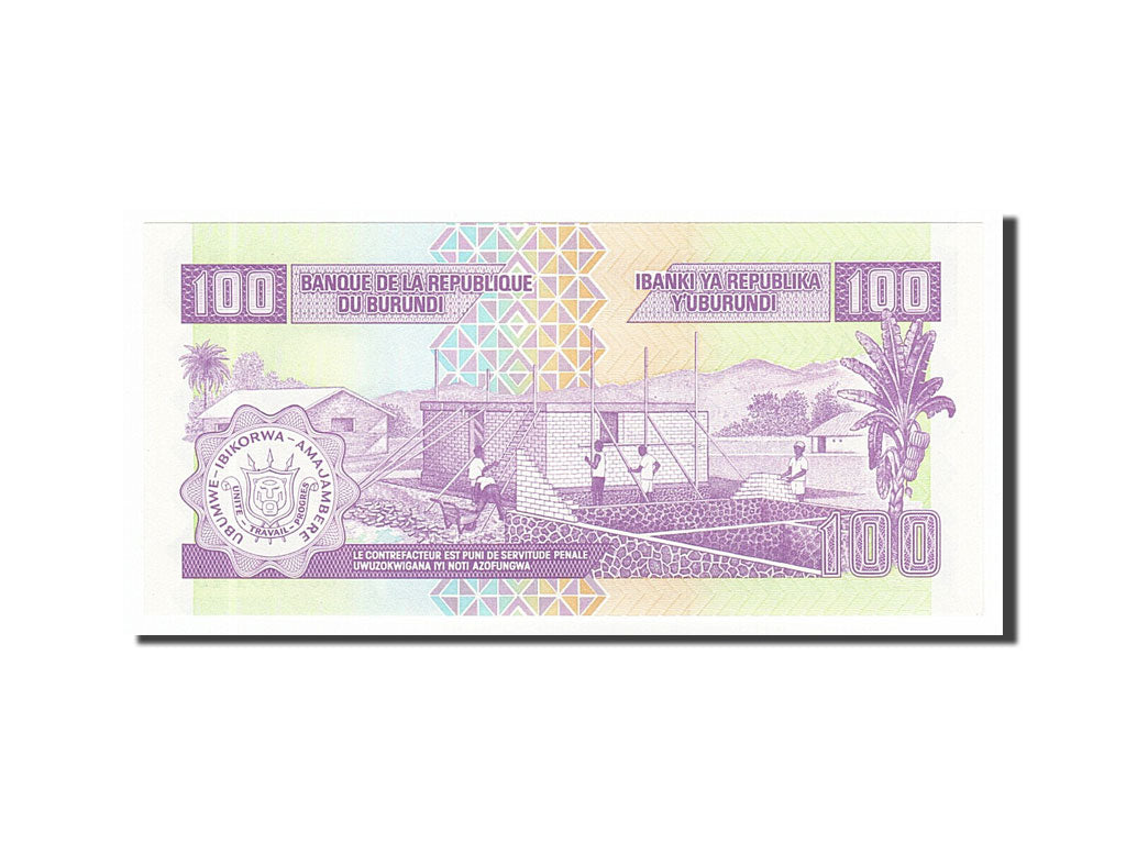Banknote, Burundi, 100 Francs, 2001, 2001-08-01, UNC(65-70)