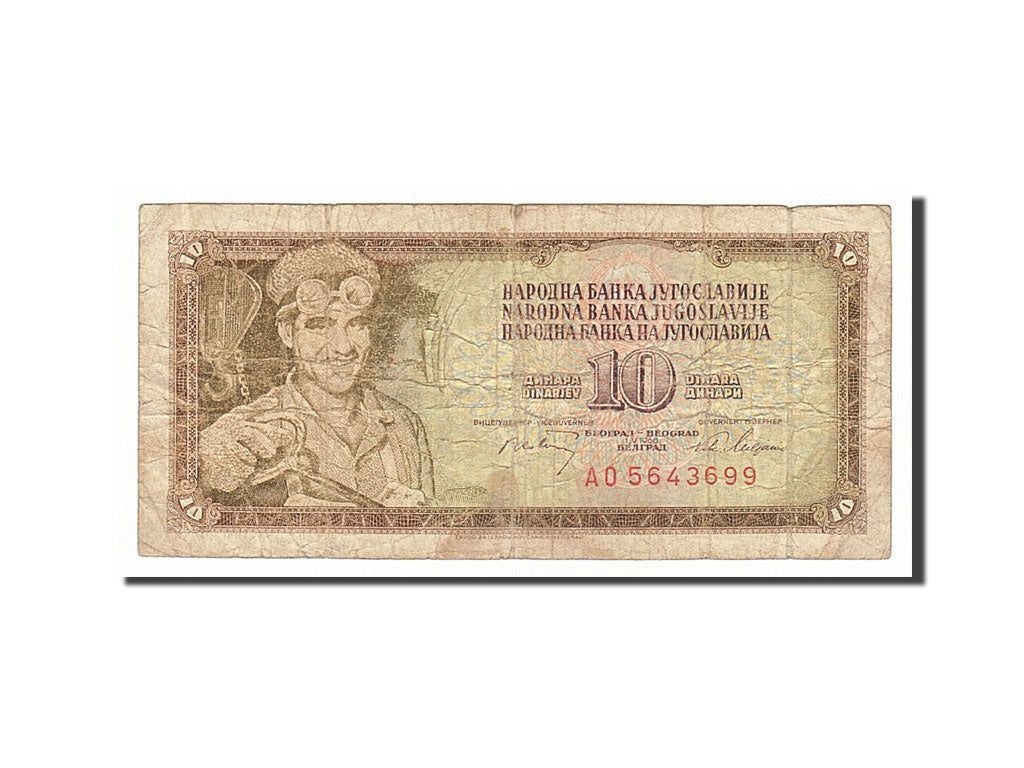 Banknote, Yugoslavia, 10 Dinara, 1968, 1968-05-01, F(12-15)
