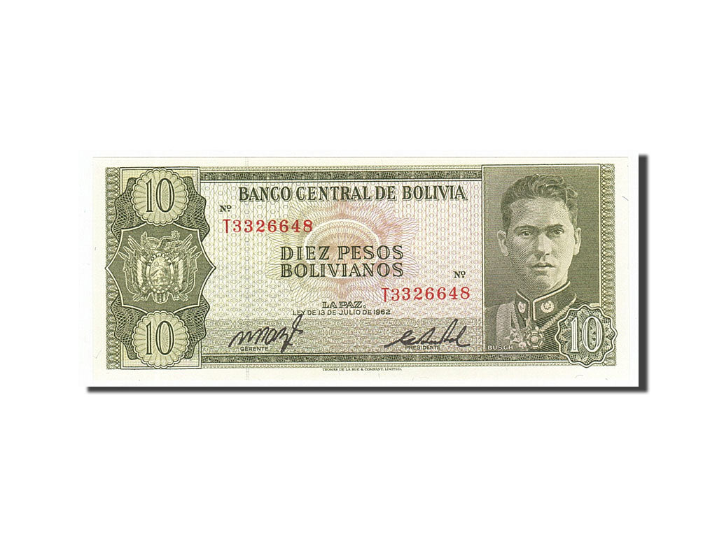 Banknote, Bolivia, 10 Pesos Bolivianos, 1962, UNC(65-70)