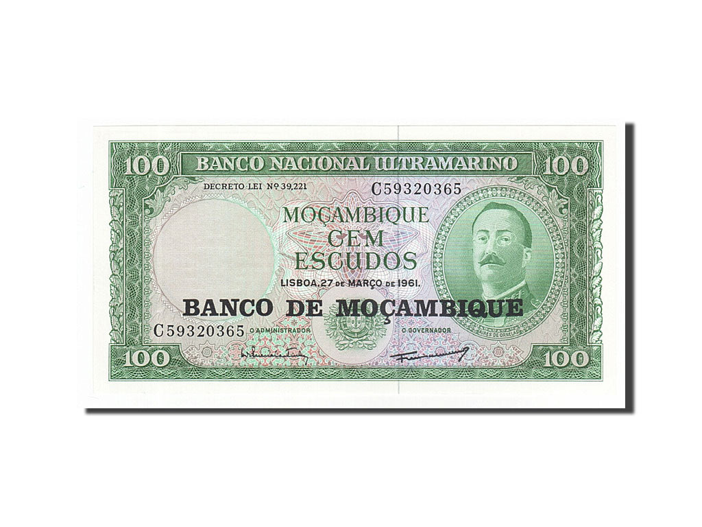 Banknote, Mozambique, 100 Escudos, 1961, 1961-03-27, UNC(65-70)