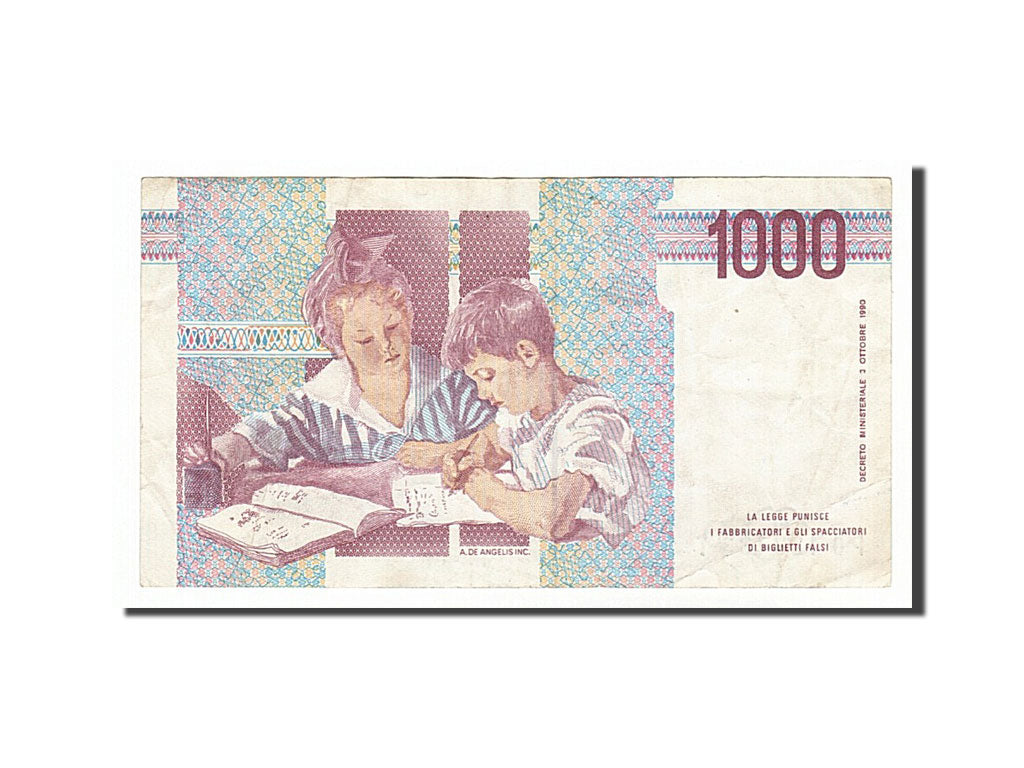 Banknote, Italy, 1000 Lire, 1990, EF(40-45)
