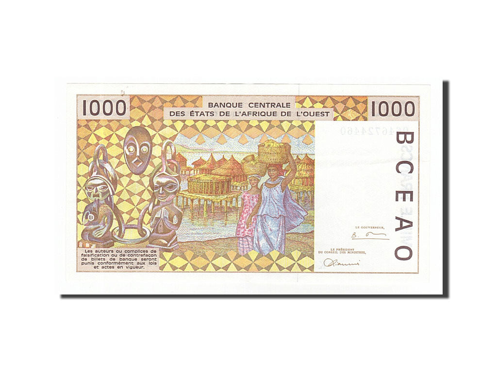 Geldschein, West African States, 1000 Francs, 1996, VZ+