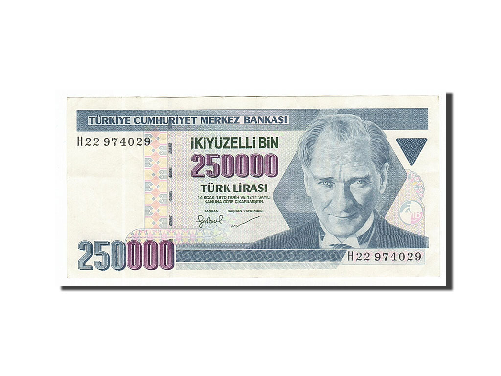 Banknote, Turkey, 250,000 Lira, 1998, AU(55-58)