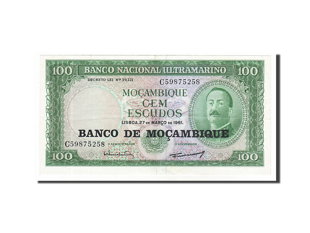 Banknote, Mozambique, 100 Escudos, 1961, 1961-03-27, AU(50-53)