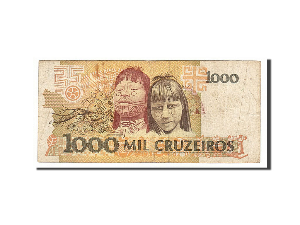 Banknote, Brazil, 1000 Cruzeiros, 1990, VF(30-35)