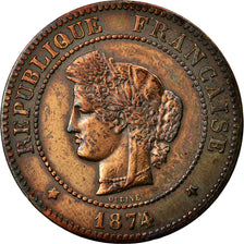 Moneta, Francja, Cérès, 5 Centimes, 1874, Paris, EF(40-45), Bronze, KM:821.1