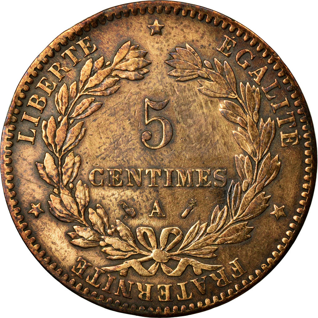 Münze, Frankreich, Cérès, 5 Centimes, 1880, Paris, SS, Bronze, KM:821.1