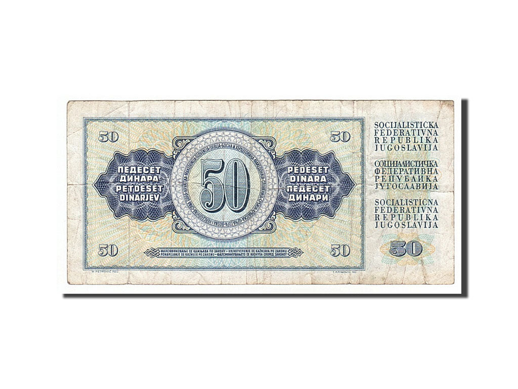 Banknote, Yugoslavia, 50 Dinara, 1968, 1968-05-01, VF(20-25)