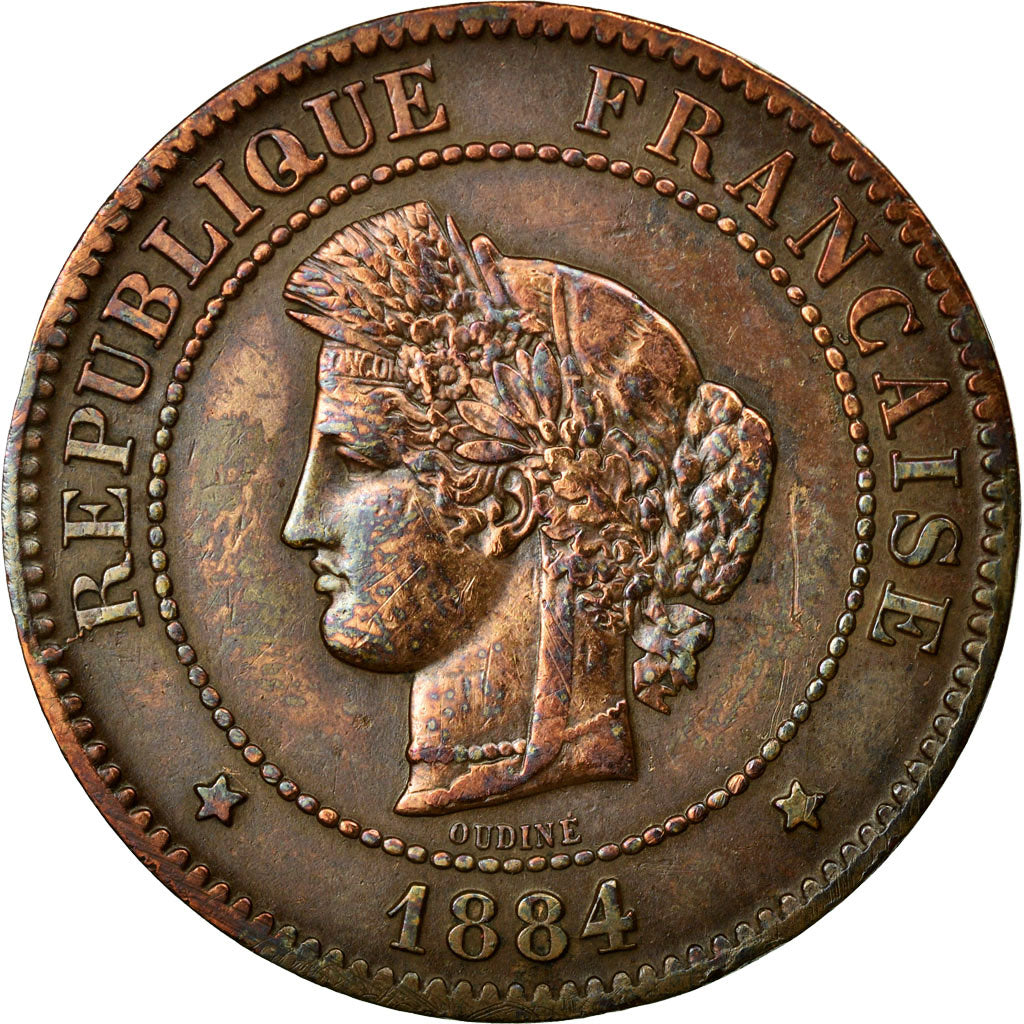 Moneta, Francia, Cérès, 5 Centimes, 1884, Paris, BB, Bronzo, KM:821.1