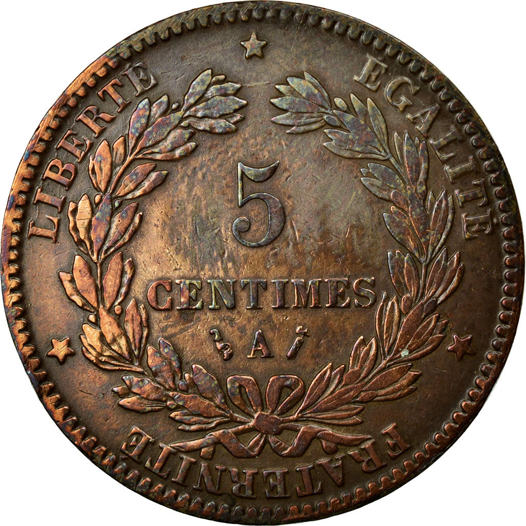 Moneta, Francia, Cérès, 5 Centimes, 1884, Paris, BB, Bronzo, KM:821.1